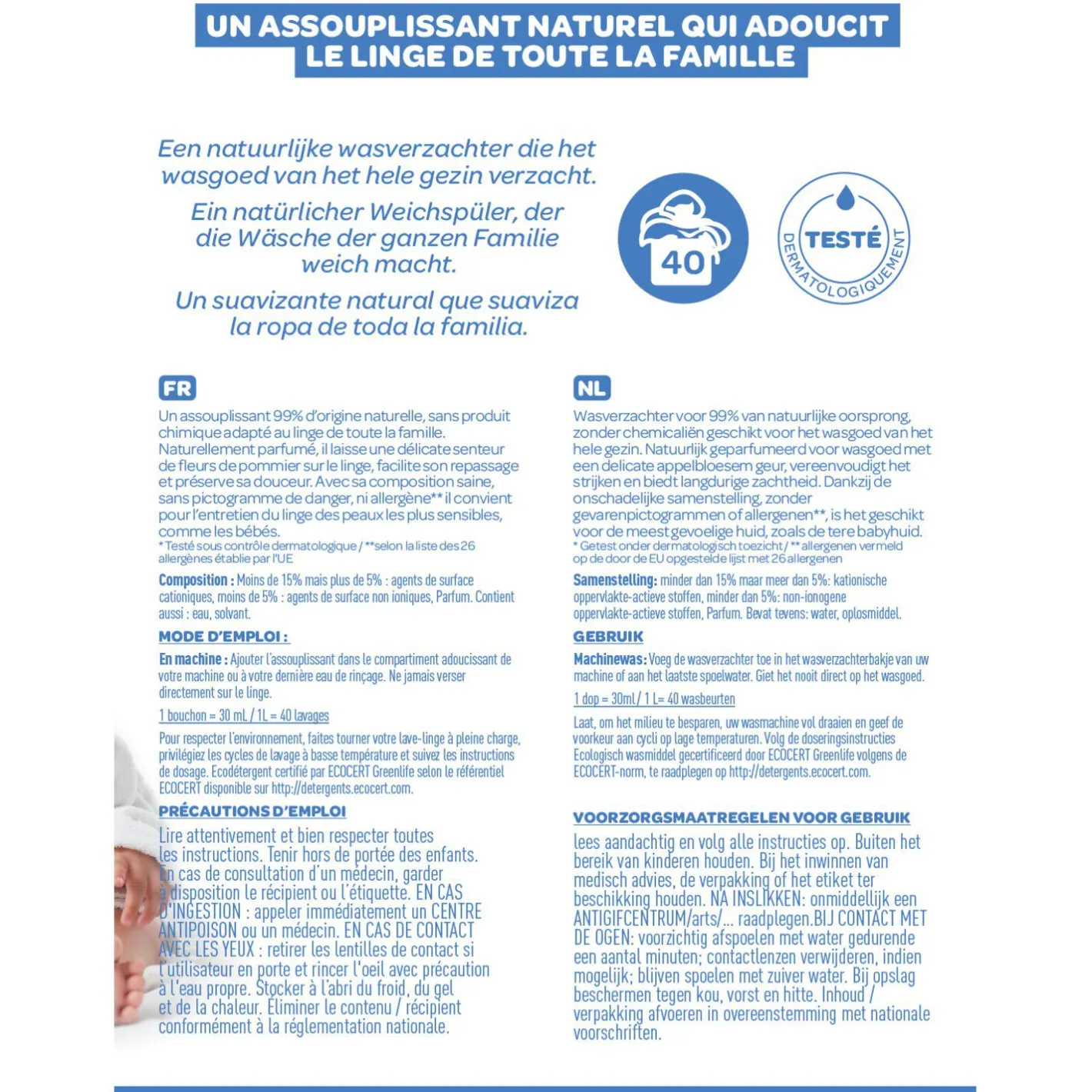 BÉABA Désinfectants Et Nettoyants<Assouplissant 1L fleurs de pommier