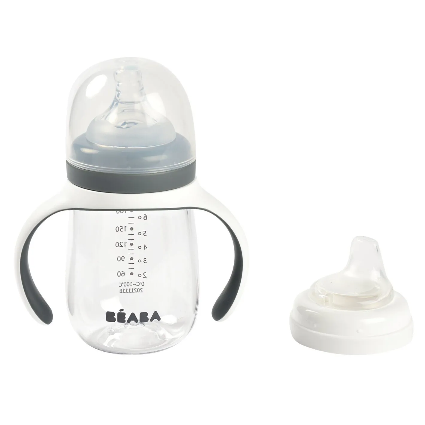 BÉABA Biberons Et Accessoires<Biberon d'apprentissage 2 en 1 210ml Gris minéral