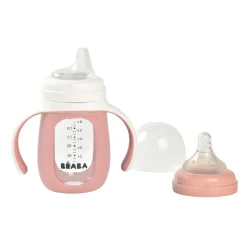 BÉABA Biberons Et Accessoires<Biberon d'apprentissage en verre 2 en 1 - 210ml Vieux rose