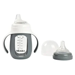 BÉABA Biberons Et Accessoires<Biberon d'apprentissage en verre 2 en 1 - 210ml Gris minéral