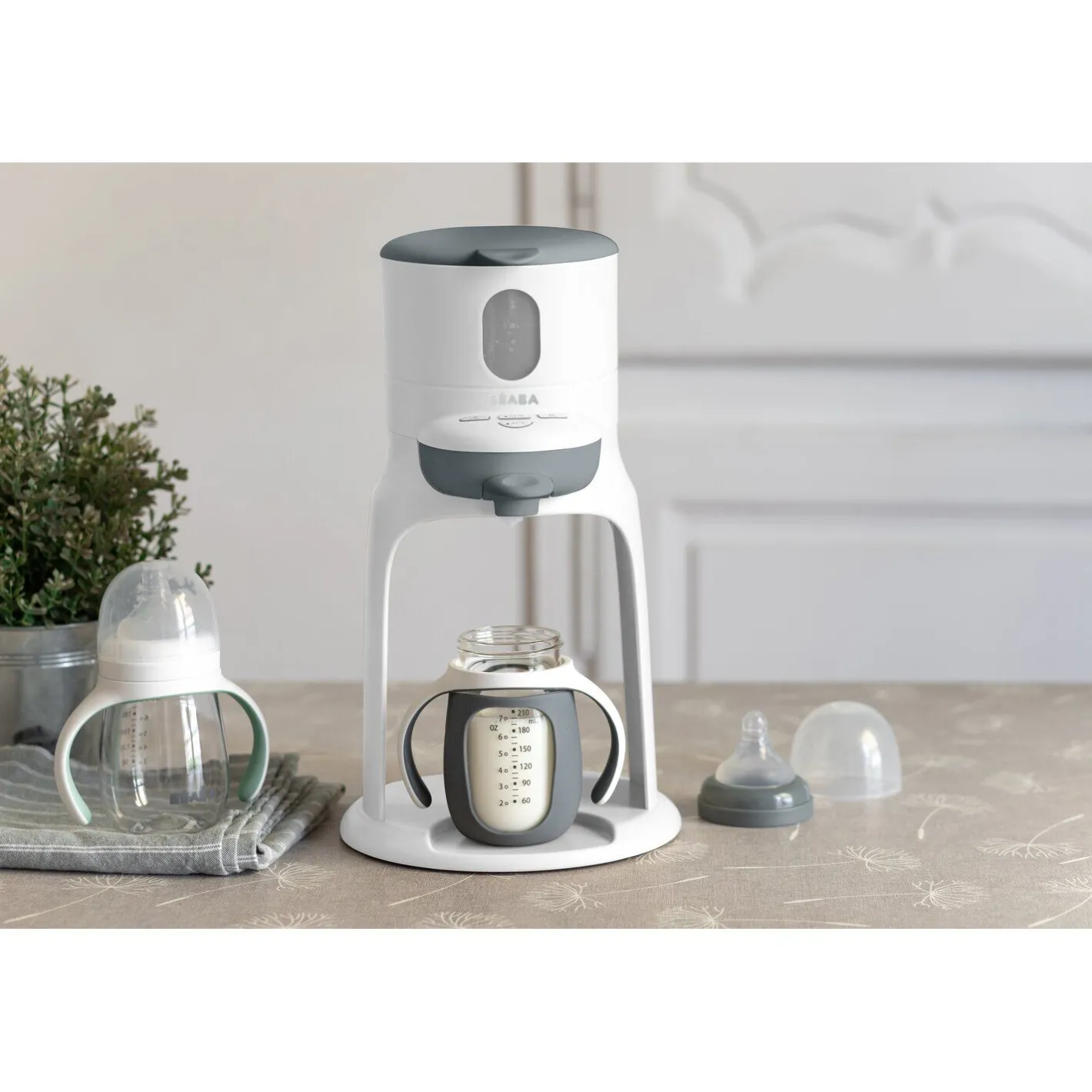 BÉABA Biberons Et Accessoires<Biberon d'apprentissage en verre 2 en 1 - 210ml Gris minéral