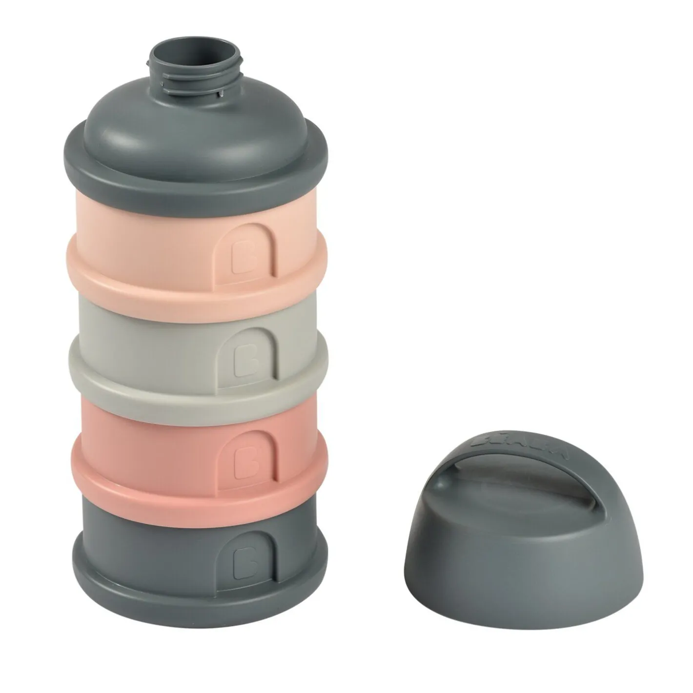 BÉABA Doseurs De Lait|Biberons Et Accessoires<Boîte doseuse de lait 4 compartiments empilables Gris/Rose