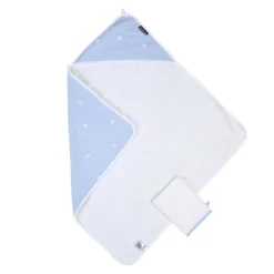 BÉABA Capes De Bain<Cape De Bain + Gant - 80x80 Cm - Mousseline Fleur - Bleue