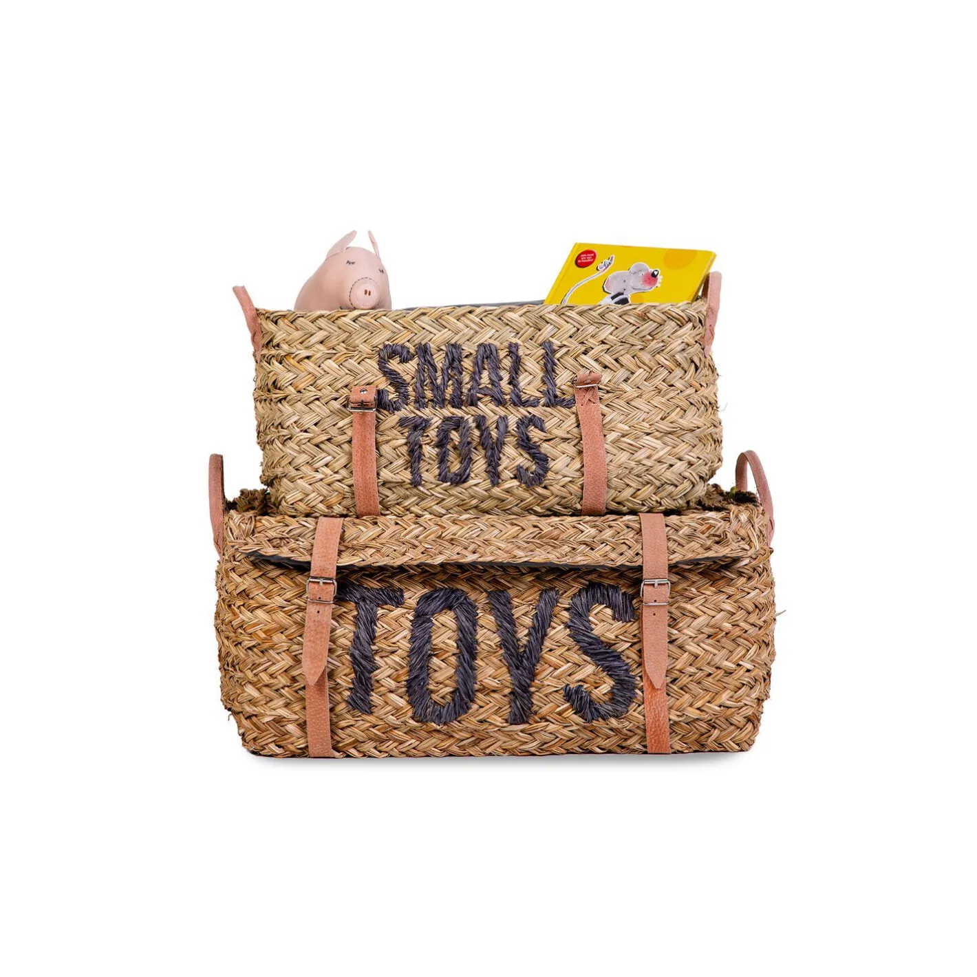 BÉABA Paniers De Rangement<Coffre à jouets en rotin Anthracite 2pcs