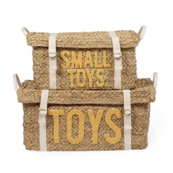 BÉABA Paniers De Rangement<Coffre à jouets en rotin jaune 2pcs