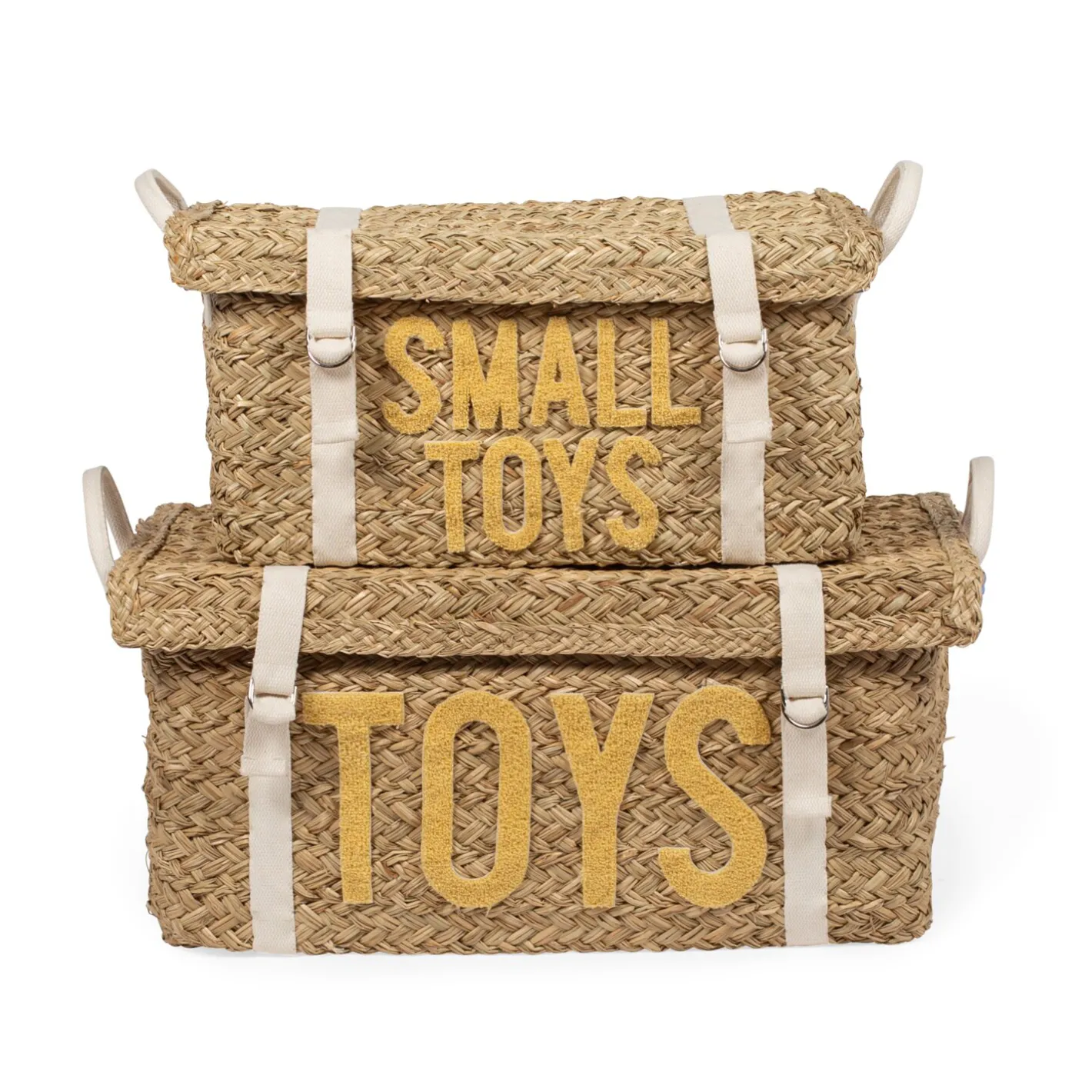 BÉABA Paniers De Rangement<Coffre à jouets en rotin jaune 2pcs