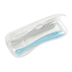 BÉABA Couverts Vaisselle Et Bavoirs<Lot 2 cuillères 1er âge silicone avec boite de transport Bleu/Gris