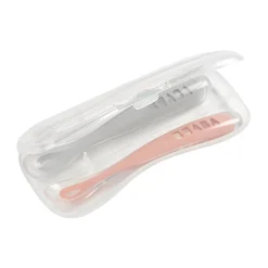 BÉABA Couverts Vaisselle Et Bavoirs<Lot 2 cuillères 1er âge silicone avec boite de transport Rose/Gris