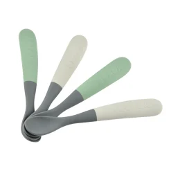 BÉABA Couverts Vaisselle Et Bavoirs<Lot 4 cuillères 1er âge silicone bi-ton Gris/Vert sauge