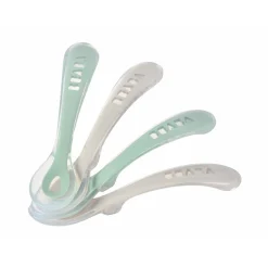 BÉABA Couverts Vaisselle Et Bavoirs<Lot 4 cuillères 2ème âge silicone Gris velours/Vert sauge