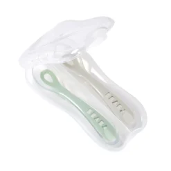 BÉABA Couverts Vaisselle Et Bavoirs<Lot 2 cuillères 2ème âge silicone avec boite de transport Vert sauge/Gris velours
