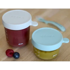 BÉABA Pots De Conservation<Lot 2 portions verre 150 et 250ml Vert clair/Gris clair