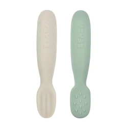 BÉABA Couverts Vaisselle Et Bavoirs<Lot 2 pré-cuillères d'apprentissage silicone Vert sauge/Gris velours