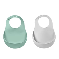 BÉABA Couverts Vaisselle Et Bavoirs<Lot de 2 bavoirs silicone Gris clair/Vert sauge