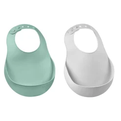 BÉABA Couverts Vaisselle Et Bavoirs<Lot de 2 bavoirs silicone Gris clair/Vert sauge