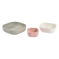 BÉABA Goûter Sain|Couverts Vaisselle Et Bavoirs<Lot de 3 bols silicone gigogne Rose/Gris velours