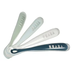 BÉABA Couverts Vaisselle Et Bavoirs<Lot de 4 cuillères 1er âge silicone Bleu/Gris/Eucalyptus