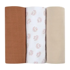 BÉABA Accessoires De Toilette|Baignoires Et Accessoires<Lot de 3 langes en coton Herrisson/Marron