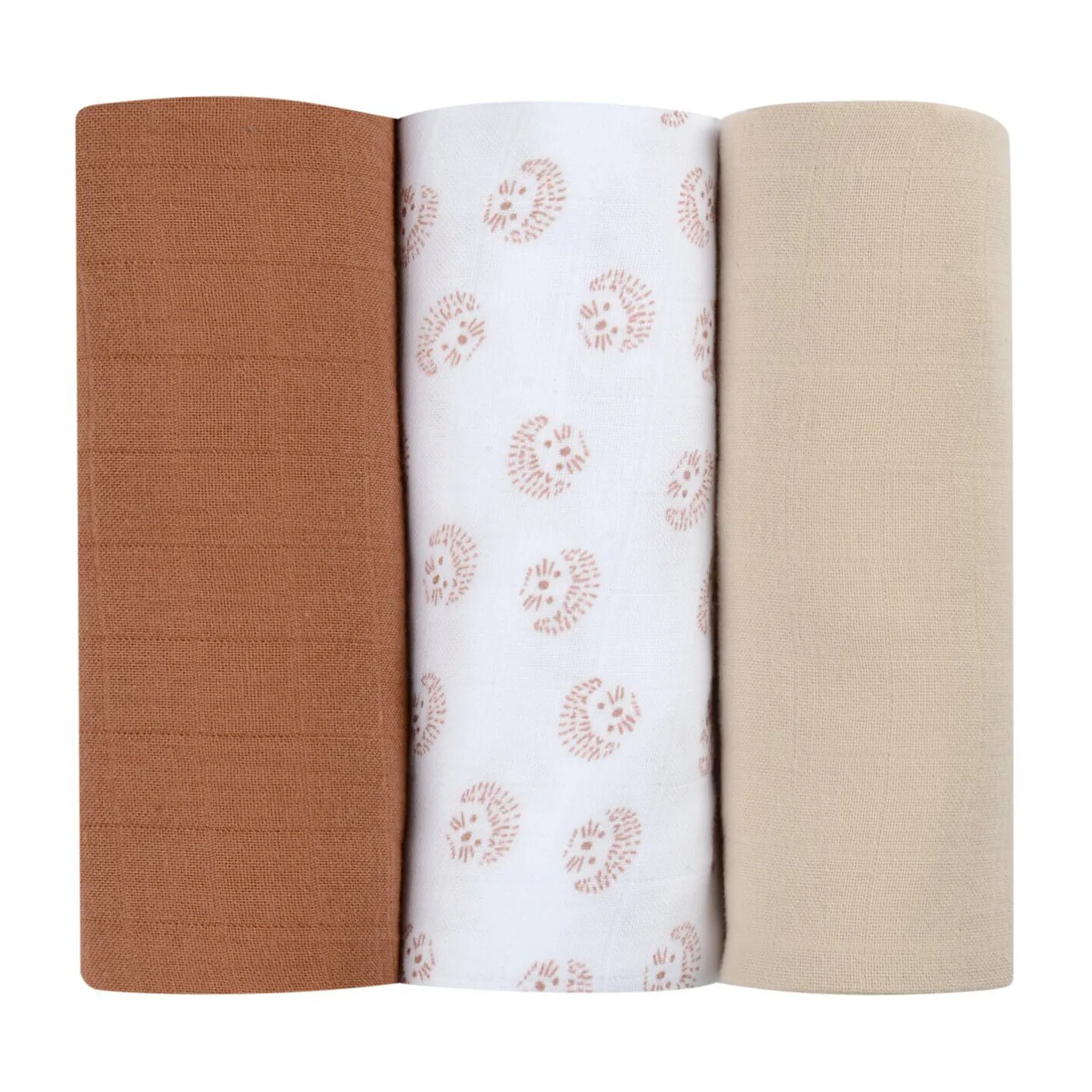 BÉABA Accessoires De Toilette|Baignoires Et Accessoires<Lot de 3 langes en coton Herrisson/Marron