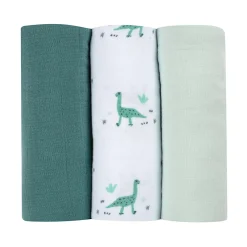 BÉABA Accessoires De Toilette|Baignoires Et Accessoires<Lot de 3 langes en coton Jurassique/Vert