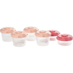 BÉABA Pots De Conservation|Pots De Conservation<Lot de 6 portions clip 1er âge 60 et 120 ml Rose