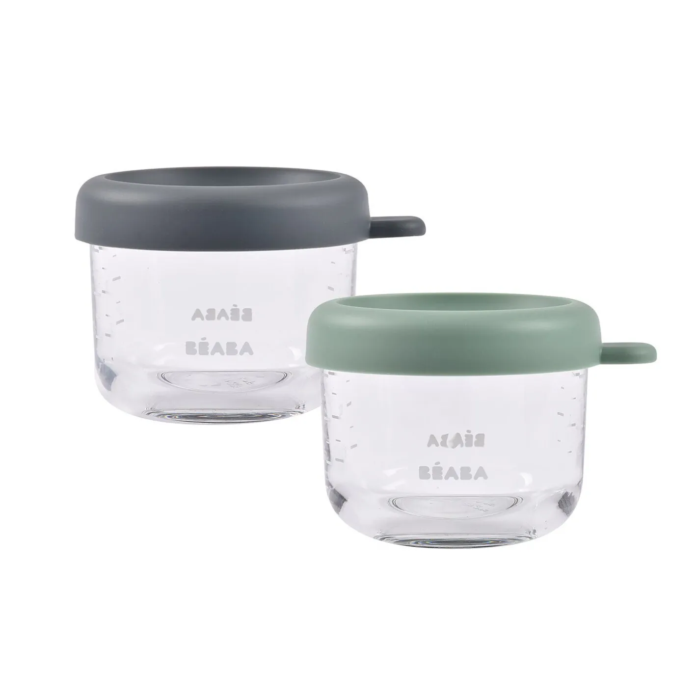BÉABA Pots De Conservation|Pots De Conservation<Lot de 2 portions verre 150 ml Mineral / Vert sauge