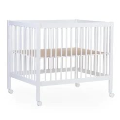 BÉABA Parcs Bébé Et Accessoires<Parc 97 + Roues - 95x75 Cm - Bois - Blanc