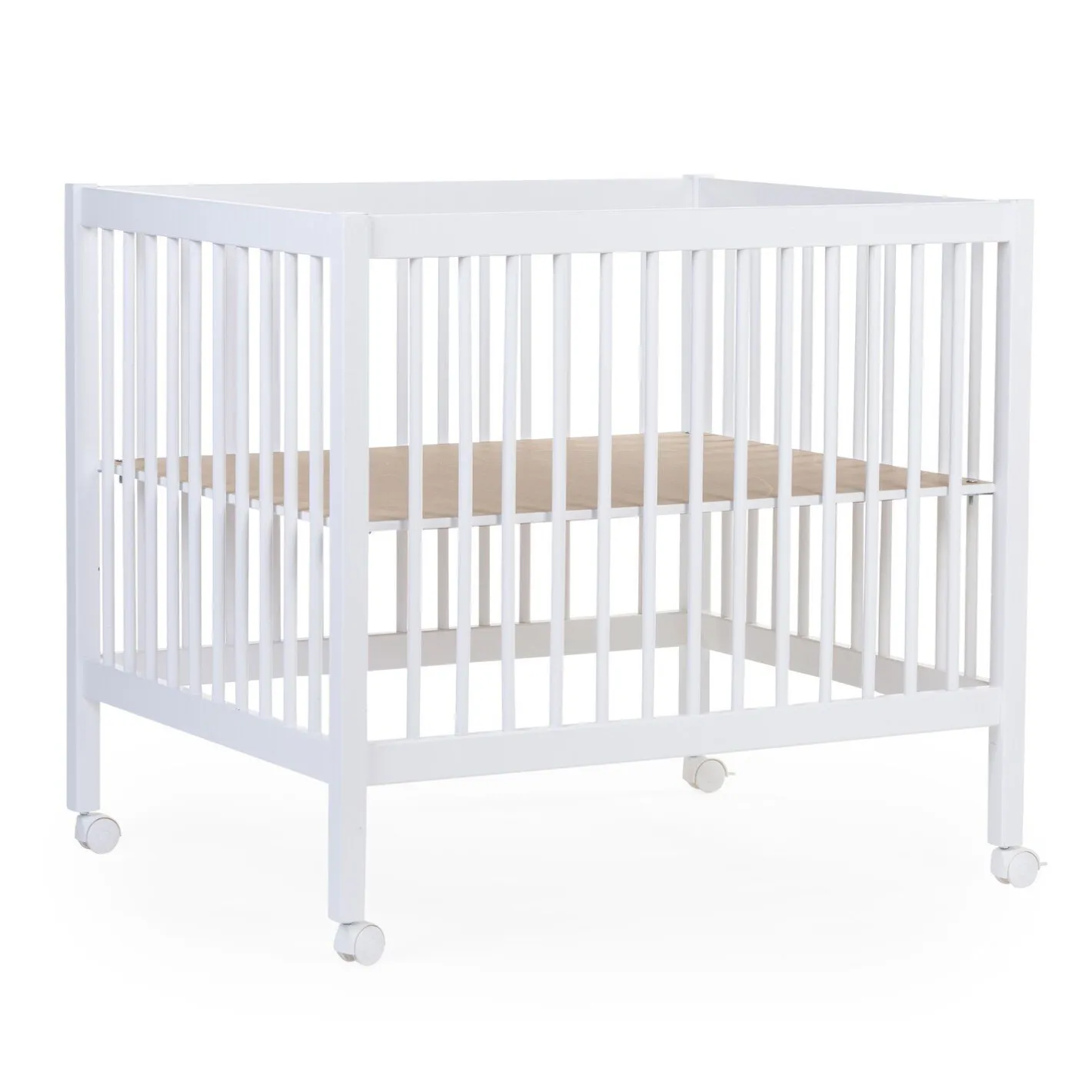 BÉABA Parcs Bébé Et Accessoires<Parc 97 + Roues - 95x75 Cm - Bois - Blanc