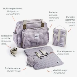 BÉABA Sacs À Langer<Sac à langer Genève Play print Gris/Corail