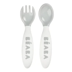 BÉABA Couverts Vaisselle Et Bavoirs<Set de 2 couverts ergonomiques 2ème âge Gris