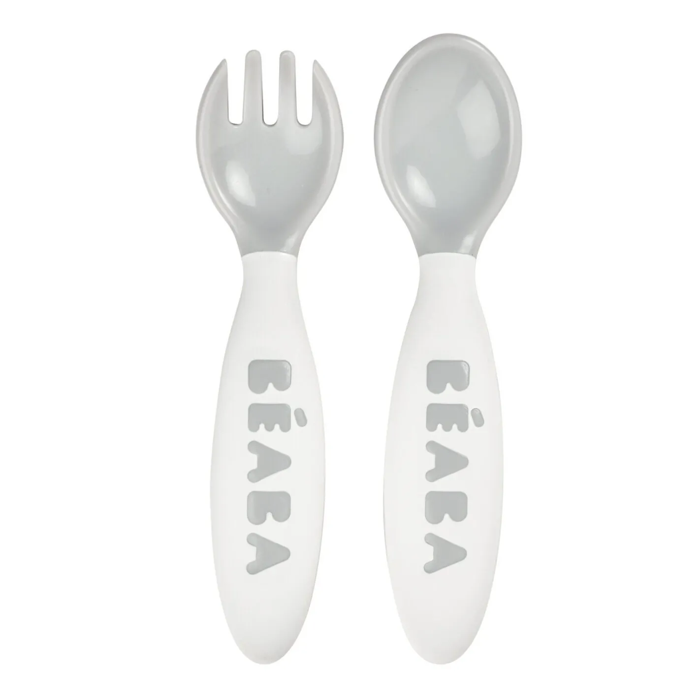 BÉABA Couverts Vaisselle Et Bavoirs<Set de 2 couverts ergonomiques 2ème âge Gris