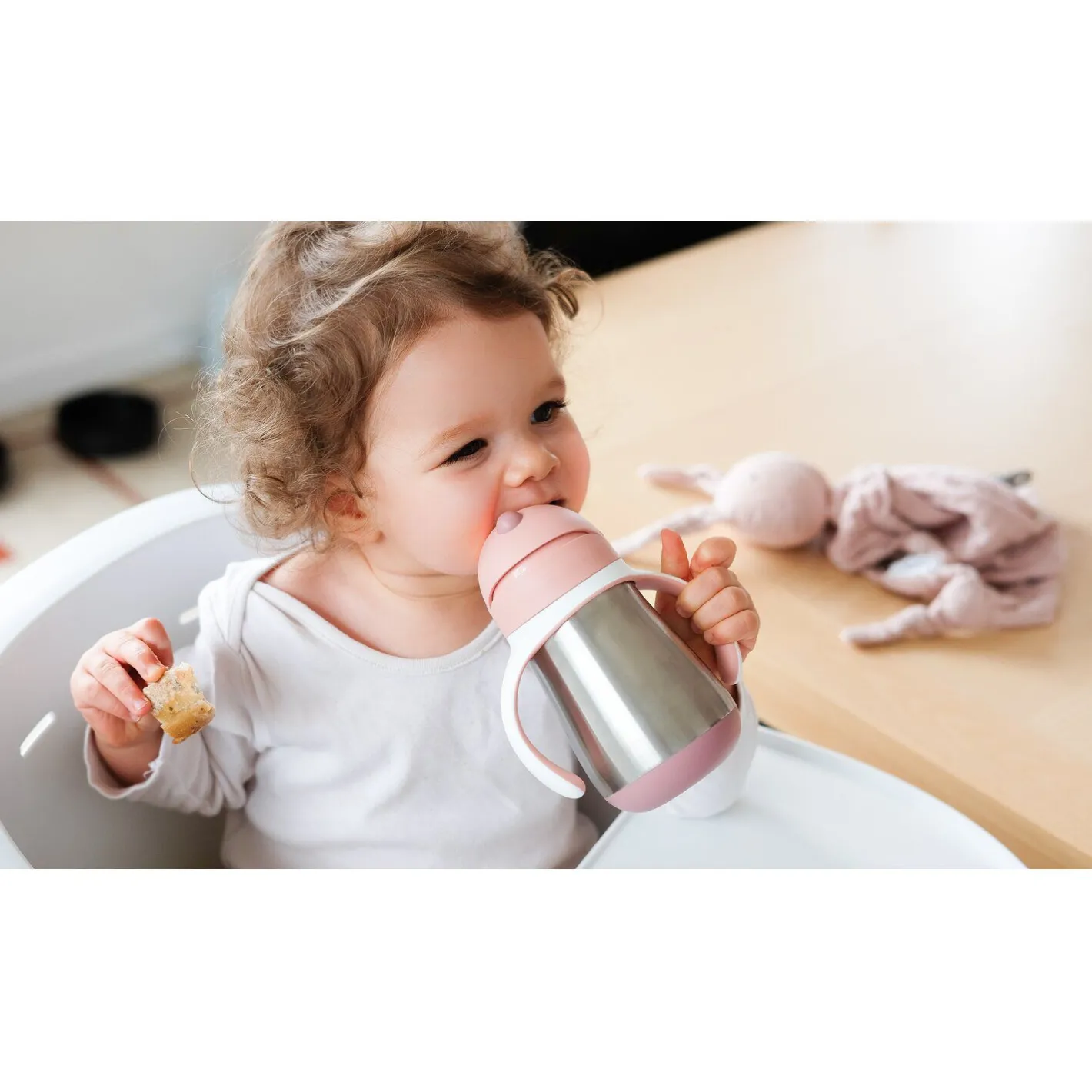 BÉABA Couverts Vaisselle Et Bavoirs|Biberons Et Accessoires<Tasse paille inox 250ml Vieux rose